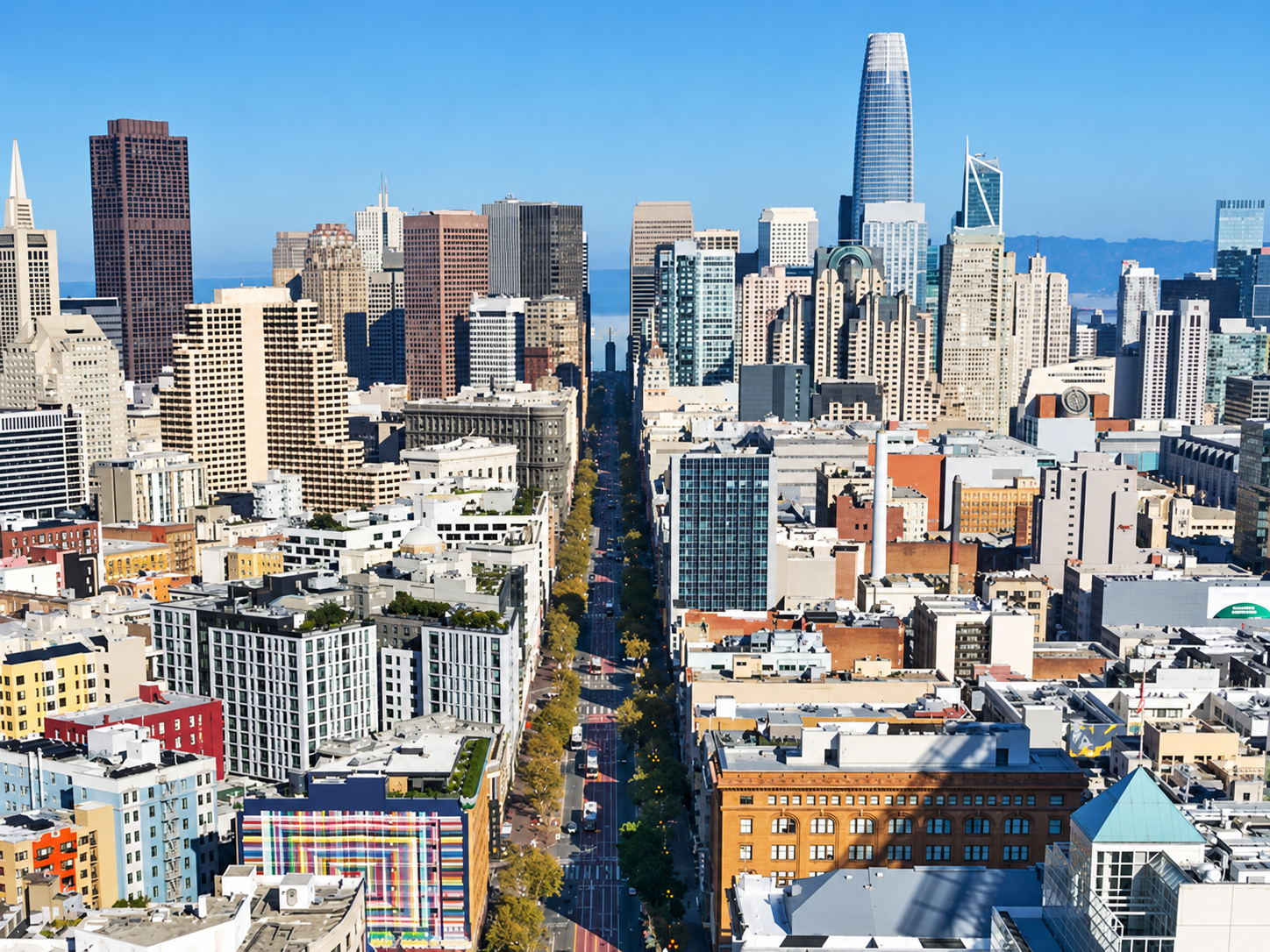 Downtown San Francisco skyline near One Hallidie Plaza